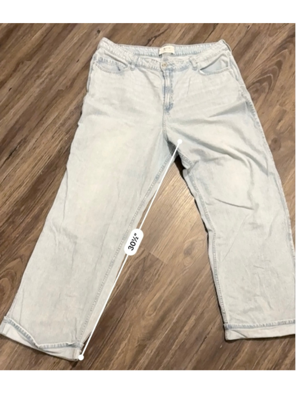 Hollister Women’s Ultra High-Rise Baggy Jeans Sz 18L Light Wash Wide Leg Cropped - Picture 7 of 9
